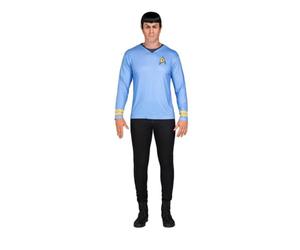 My Other Me - Disfraz para hombre adulto de Spock camiseta estampada con símbolo en el pecho en azul talla S. Explora la última frontera con estilo.