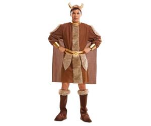 My Other Me - Disfraz para hombre adulto de Vikingo marrón con vestido con capa, cinturón, cubrebotas y casco talla XL. Desata tu espíritu guerrero en cada fiesta