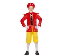 My Other Me - Disfraz para infantil unisex de Paje con gorro, chaqueta y pantalones en rojo y amarillo talla 7-9 años. Perfecto para destacar en las fiestas navideñas