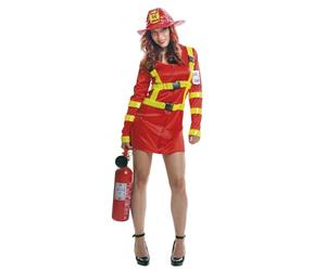 My Other Me - Disfraz para mujer adulto de Bombera con vestido y sombrero en color rojo talla XXL. Apaga las llamas del aburrimiento con estilo y valentía.
