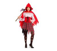 My Other Me - Disfraz para mujer adulto de Caperucita con capa con capucha, vestido y cinturón en blanco y rojo talla XL. Despierta el misterio del bosque en cada paso