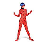 My Other Me - Disfraz para mujer adulto de Ladybug rojo y negro con mono, guantes, cubrebotas, antifaz, peluca, yo-yo y pendientes talla S. Atrévete a capturar todas las miradas
