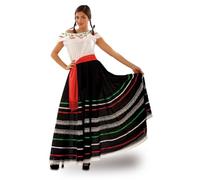 My Other Me - Disfraz para mujer adulto de Mexicana con vestido y fajín en blanco y negro talla M/L. Añade un toque tradicional y chic a tus celebraciones mexicanas