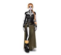My Other Me - Disfraz para mujer adulto de Valeria con corsé, camiseta esqueleto, guantes, cubrebotas, leggings, cinturón, 2 brazaletes, falda, peluca, tatoos, esponja y maquillajes talla S.