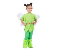 My Other Me - Disfraz para niña de Campanilla con diadema, alas, vestido, mallas y cubrebotas en verde talla 3-4 años. Perfecto para brillar en cualquier fiesta de hadas