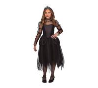 My Other Me - Disfraz para niña de Damisela Gótica negro con tiara, vestido y collar talla 7-9 años. Ideal para brillar en la próxima fiesta de disfraces