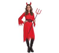 My Other Me - Disfraz para niña de Diablesa rojo con diadema, vestido y cinturón talla 5-6 años. Perfecto para desatar una traviesa energía en la noche de Halloween
