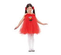 My Other Me - Disfraz para niña de Elmo rojo con vestido de tul estilo tutú y coleteros talla 3-4 años. Perfecto para disfrutar de un look tierno y divertido en cualquier fiesta infantil