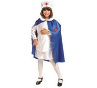 My Other Me - Disfraz para niña de Enfermera con cofia, vestido y capa en blanco y azul talla 7-9 años. Asiste a todas tus pacientes con una sonrisa cálida y profesional