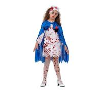 My Other Me - Disfraz para niña de Enfermera terrorífica con cofia, capa y vestido con delantal en azul y blanco talla 10-12 años. Asusta a todos con tu toque siniestro y encantador