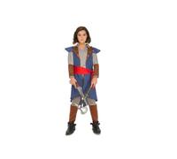 My Other Me - Disfraz para niña de Guerrera azul y gris con abrigo, camisa, pantalones, brazaletes, fajín, cinturón y polainas talla 7-9 años. Perfecto para aventuras épicas