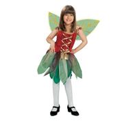 My Other Me - Disfraz para niña de Hada con vestido y alas en rojo y verde talla 5-6 años. Añade un toque mágico a cualquier celebración