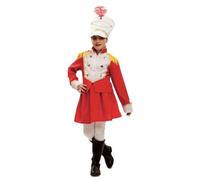 My Other Me - Disfraz para niña de Majorette uniforme de banda con sombrero, chaqueta y falda en blanco y rojo talla 5-6 años. No dejes de impresionar en cada desfile con estilo y gracia