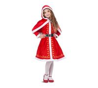 My Other Me - Disfraz para niña de Mamá Noel con vestido con enagua, cinturón y capelina con capucha en blanco y rojo talla 7-9 años. Haz de cada celebración un cuento de Navidad mágico.