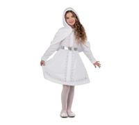 My Other Me - Disfraz para niña de Mamá Noel con vestido con enaguas y capelina con capucha blanco talla 5-6 años. Perfecto para un mágico desfile navideño