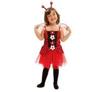 My Other Me - Disfraz para niña de Mariquita con diadema y vestido con alas en negro y rojo talla 3-4 años. Perfecto para una fiesta de primavera encantadora