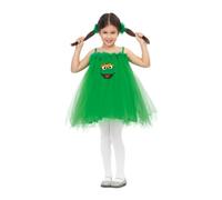 My Other Me - Disfraz para niña de Oscar el Gruñón verde con vestido de tul estilo tutú y coleteros talla 3-4 años. Perfecto para llenar de diversión cualquier fiesta infantil