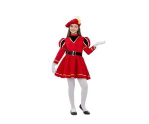My Other Me - Disfraz para niña de Paje con gorro, vestido y cinturón en rojo talla 3-4 años. Perfecto para ser el centro de atención en cualquier fiesta.