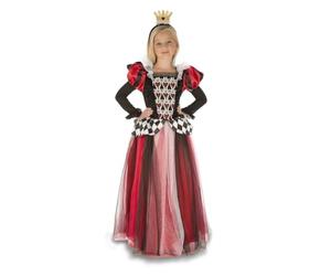 My Other Me - Disfraz para niña de Reina de Corazones con vestido y tocado en rojo y negro talla 7-9 años. Perfecto para gobernar tu propio reino de fantasía