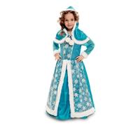 My Other Me - Disfraz para niña de Reina de Hielo con vestido y capelina con capucha en azul y blanco talla 3-4 años. Perfecto para un cuento de invierno mágico