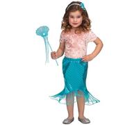 My Other Me - Disfraz para niña de Sirena azul con falda sirena, varita y diadema talla 3-6 años. Perfecto para vivir una aventura marina llena de fantasía