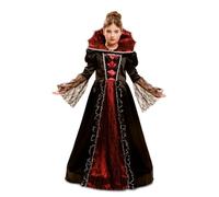 My Other Me - Disfraz para niña de Vampira con vestido con enagua y cuello en negro y rojo talla 5-6 años. Una elección siniestra para Halloween y fiestas temáticas