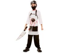 My Other Me - Disfraz para niño Cirujano Asesino blanco y negro con gorro, mascarilla, camiseta y delantal talla 5-6 años ¡Perfecto para una noche de terror escalofriante!