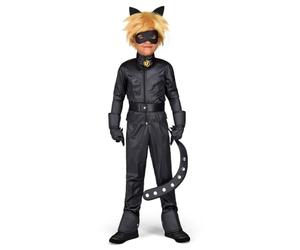 My Other Me - Disfraz para niño de Cat Noir en negro con chaqueta con cascabel, pantalón, cinturón con cola, guantes, antifaz, peluca con orejas y anillo talla 6-8 años. Sé un héroe gato