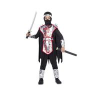 My Other Me - Disfraz para niño de Ninja en gris y negro con armadura con capa, camiseta, pantalón, cinturón y verdugo talla 5-6 años. Sorprende a todos en la próxima fiesta temática