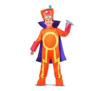 My Other Me - Disfraz para niño de Oculus Max con traje, capa, gorro, manguito, arma textil y cubrebotas en naranja y amarillo talla 4-5 años. Prepárate para salvar el día con estilo