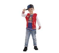 My Other Me - Disfraz para niño de Rapero con camiseta estampada en rojo y blanco talla 2-4 años. Listo para el espectáculo urbano más divertido.