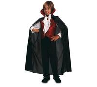 My Other Me - Disfraz para niño de Vampiro con chaleco con camisa, pantalón y capa en negro y rojo talla 10-12 años. Perfecto para destacar en Halloween con un toque elegante