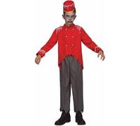 My Other Me - Disfraz para niño de Zombi con gorro, chaqueta y pantalón en color rojo talla 5-6 años. Perfecto para vivir una aterradora noche de Halloween