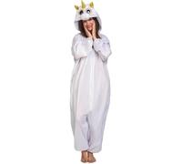 My Other Me - Disfraz pijama de Unicornio con mono con capucha en blanco para niño unisex talla 10-12 años. Añade un toque mágico a tus fiestas de pijamas