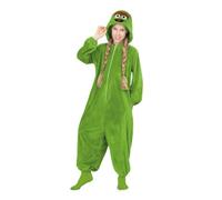 My Other Me - Disfraz Pijama Óscar el Gruñón infantil unisex, talla 10-12 años. Incluye mono verde y capucha con cara completa, cremallera y elásticos en puños y tobillos.