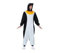 My Other Me - Disfraz Pijama Pingüino Adulto Unisex, talla única (L a XXXL). Incluye kigurumi negro, blanco y naranja con capucha, cola y cierre de botones.