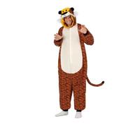 My Other Me - Disfraz pijama Tigre adulto, talla única (L a XXXL). Incluye mono con capucha en forma de cabeza del animal con orejas, hocico y ojos, y una cola cosida en la parte trasera.