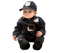 My Other Me - Disfraz Policía Bebé, talla 0-6 meses. Incluye mono y gorra azul marino con insignia, y cinturón y patucos negros con detalles marrones. Tu pequeño héroe en acción.