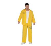My Other Me - Disfraz Presidiario Hombre, talla M-L. Incluye camisa amarilla de manga larga con botones y código de barras en la parte frontal en color negro, y pantalón largo a juego.