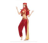 My Other Me - Disfraz Princesa Árabe mujer, talla M-L. Incluye sombrero cilíndrico rojo con velo translúcido, top de escote corazón con abalorios, chaqueta corta con hombreras y pantalones bombachos.