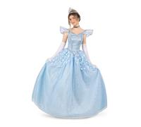 My Other Me - Disfraz Princesa mujer, talla M. Incluye vestido azul tul brillante, cuerpo ajustado, tirantes con manga corta, enaguas voluminosas, guantes blancos. Ideal fiestas o carnaval.