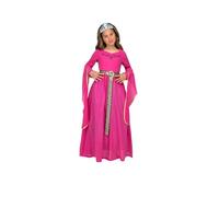 My Other Me - Disfraz Princesa Niña, talla 7-9 años. Incluye vestido largo rosa con detalles dorados y plateados con mangas largas colgantes, y diadema plateada con brillantes.