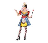 My Other Me - Disfraz Reina de Corazones Mujer, talla M. Incluye vestido colorido de cuello alto con mangas abullonadas, diadema con corona dorada y medias estampadas.