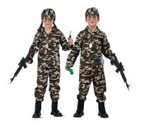 My Other Me - Disfraz Soldado infantil unisex, talla 5-7 años. Incluye gorra, chaqueta y pantalón de camuflaje, walkie-talkie y ametralladora negra, granada y placa plateada, brújula y prismáticos.