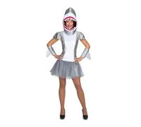My Other Me - Disfraz Tiburón Mujer, talla S. Incluye vestido gris y plateado con bajo de tul plisado y capucha y 2 puños con aletas a juego. ¡Conviértete en el terror del océano!