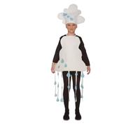 My Other Me - Disfraz Tormenta Bebé unisex, talla 1-2 años. Incluye sombrero blanco en forma de nubes, peto con gotas de lluvia colgantes. Perfecto para días lluviosos.