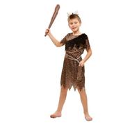 My Other Me - Disfraz Troglodita Niño, talla 5-6 años. Incluye diadema en forma de hueso de color blanco, vestido y cinturón con estampado de leopardo, detalles deshilachados y volante marrón.