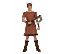My Other Me - Disfraz unisex adulto de Vikingo marrón con sombrero, vestido, cinturón, muñequeras y cubrebotas talla ML. Inspirado en las leyendas nórdicas para un estilo guerrero incomparable