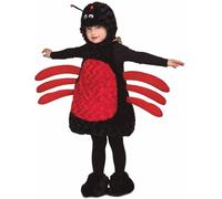 My Other Me - Disfraz unisex de Araña con vestido, gorro y patucos en negro y rojo para niño talla 5-6 años ¡Deja que explore el mundo con sus ocho patas!