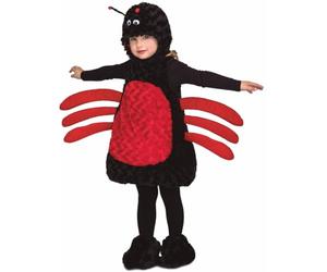 My Other Me - Disfraz unisex de Araña con vestido, gorro y patucos en negro y rojo para niño talla 5-6 años. Deja que explore el mundo con sus ocho patas